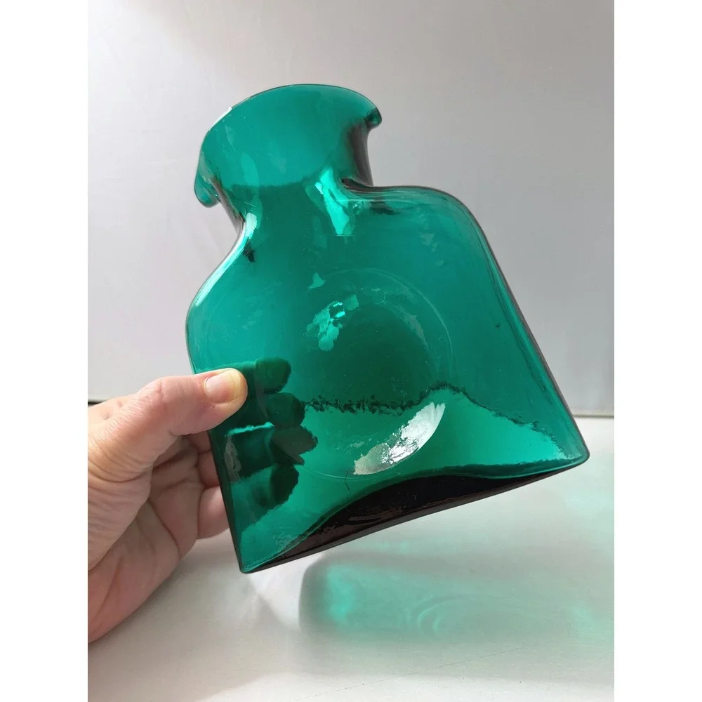 Blenko Water Bottle 384M Mini Hand Blown Glass Double Spout 2021